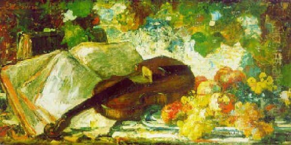 Raisins, Pommes Et Violon Oil Painting by Jacques Martin
