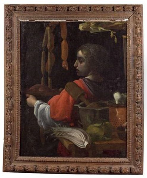 La Marchande De Charcuterie Oil Painting by Giovanni Martinelli