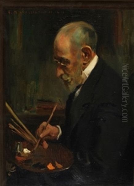 Retrato De Salvador (su Padre) Oil Painting by Enrique Martinez Cubells y Ruiz