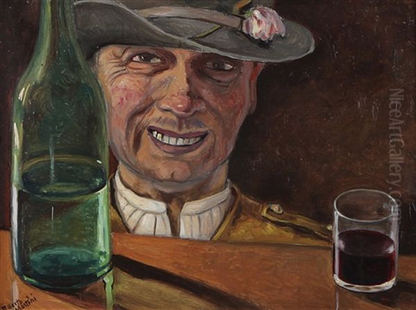 Guardiacaccia, Al Bar Dei Cacciatori Oil Painting by Alberto Martini