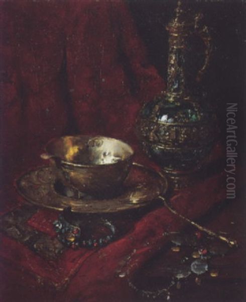Orfevreries Et Bijoux Sur Etoffe Oil Painting by Francois Martin-Kavel