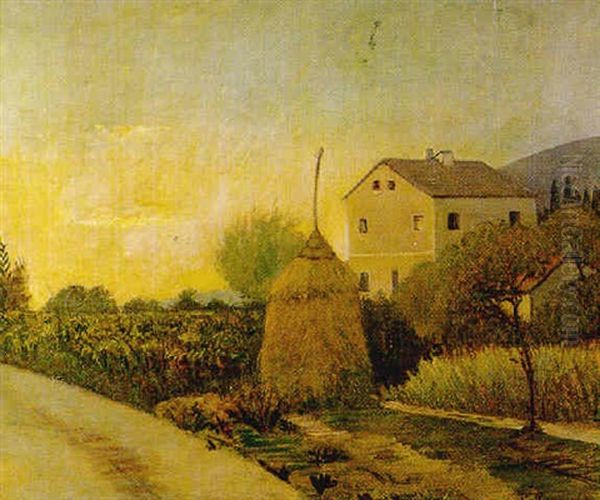 Campagna Con Pagliaio Oil Painting by Piero Marussig
