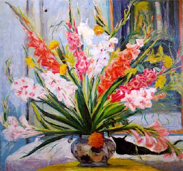 Vase De Glaieuls Oil Painting by Jacqueline Marval