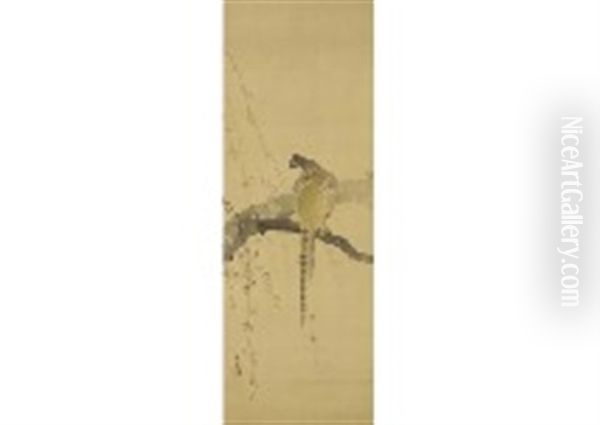 Green Pheasant Oil Painting by Kajita Masaharu