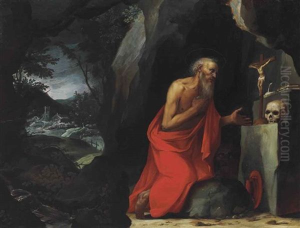 The Penitent Saint Jerome In The Wilderness Oil Painting by (attr.) Mascagni, Donato (Fra Arsenio)