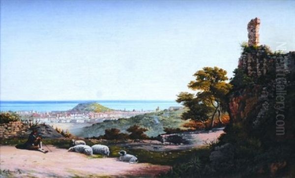 Vue De Nice Oil Painting by Cesar Mascarelli