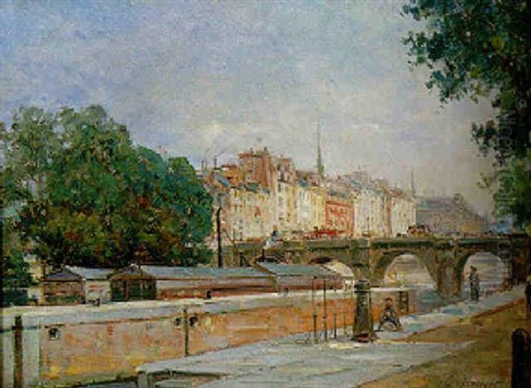 Le Pont Neuf Et Les Quais Oil Painting by Gustave Mascart