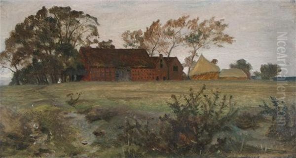 A Warwickshire Farm House Oil Painting by George Hemming Mason