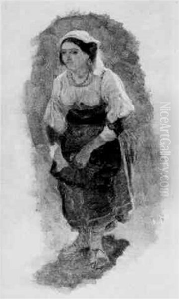 A Roman Peasant Oil Painting by George Hemming Mason