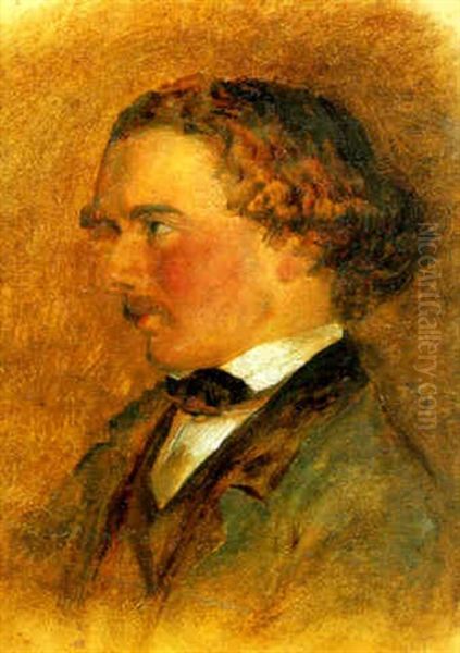 Portrait Of A Young Man (a Self Portrait?) Oil Painting by George Hemming Mason