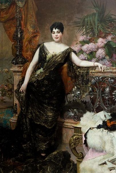 Retrato De Dama, 1890 Oil Painting by Francisco Masriera y Manovens