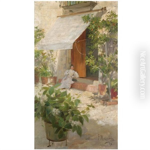 Descansando En La Sombra (resting In The Shade) Oil Painting by Francisco Masriera y Manovens