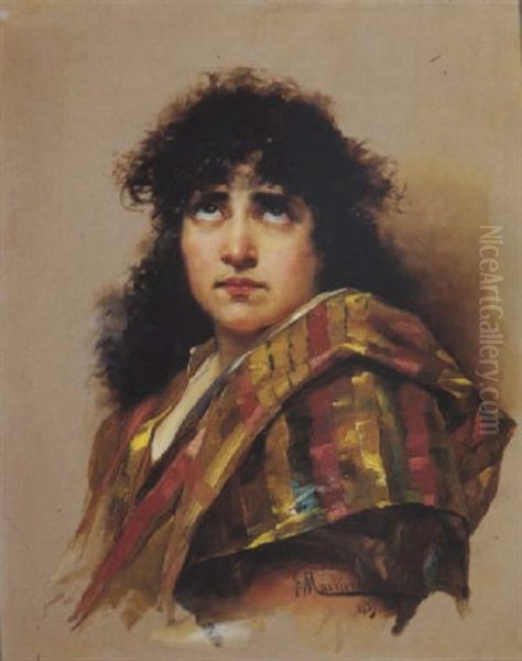 Mujer Arabe Oil Painting by Francisco Masriera y Manovens
