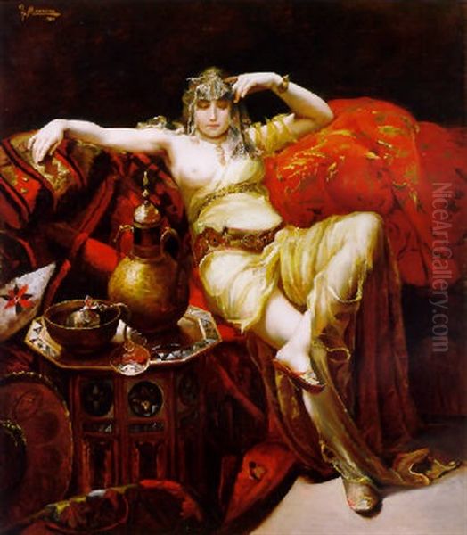 An Eastern Beauty Oil Painting by Francisco Masriera y Manovens