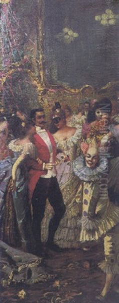 The Masked Ball Oil Painting by Francisco Masriera y Manovens