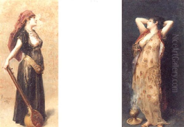 Odalisque Oil Painting by Francisco Masriera y Manovens