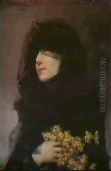 Joven Con Ramo De Mimisas Oil Painting by Francisco Masriera y Manovens