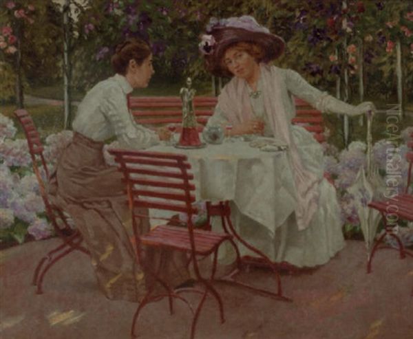 The Flower Terrace Oil Painting by Edmund Massau