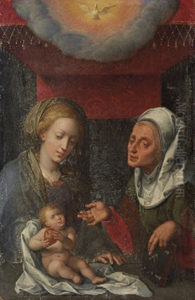The Virgin And Child With Saint Elizabeth Oil Painting by Quentin Massys the Elder