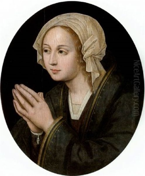 Vierge Aux Mains Jointes Oil Painting by Quentin Massys the Elder