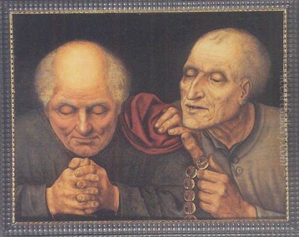 Les Deux Hypocrites Oil Painting by Quentin Massys the Elder