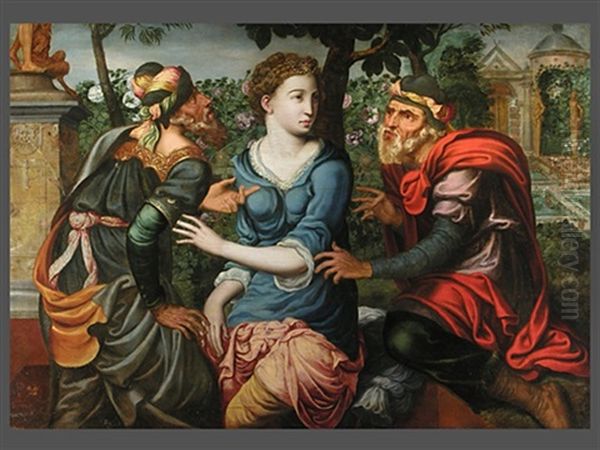 Susanne Und Die Greise Oil Painting by Jan Massys