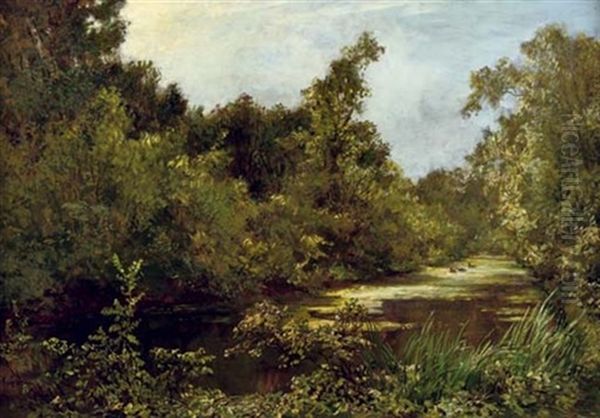 Sloot In Het Bosch - The Green Pond Oil Painting by Johan Hendrik van Mastenbroek