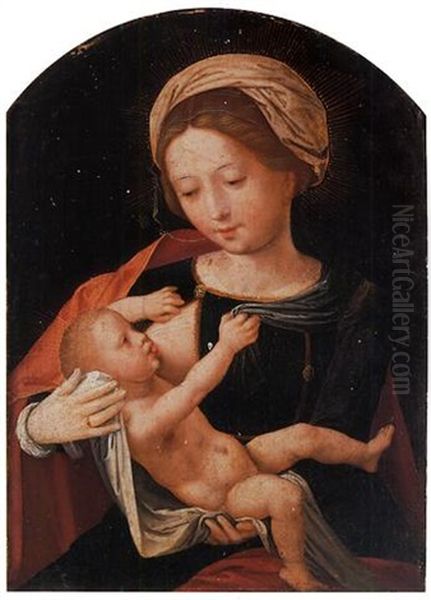 The Virgin And Child Oil Painting by  Master of the Female Half Lengths