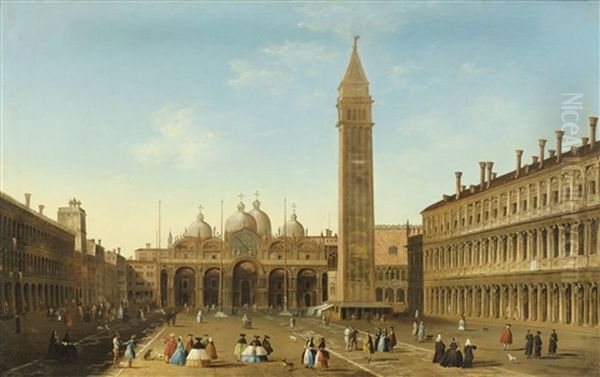 Venise, Vue De La Place Saint Marc Vers La Basilique Oil Painting by  Master of the Langmatt Foundation Views