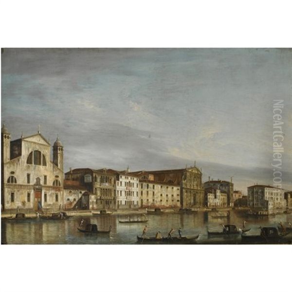 Venice, A View Of The Grand Canal Looking North-east With The Churches Of Santa Lucia And The Scalzi Oil Painting by  Master of the Langmatt Foundation Views