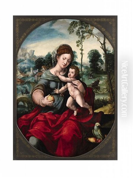 Virgin And Child With The Rest On The Flight Into Egypt Oil Painting by Master of the Parrot