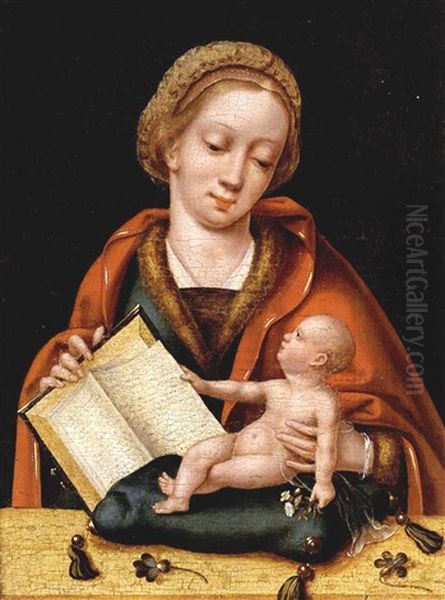The Madonna And Child Holding A Book Oil Painting by Master of the Parrot