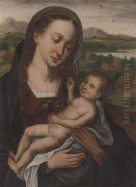 The Virgin And Child With A Parrot Oil Painting by Master of the Parrot