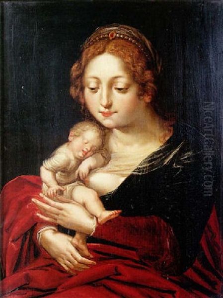 La Vierge A L'enfant Oil Painting by Master of the Parrot