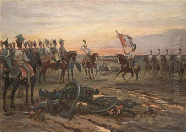 Szene Aus Dem Russisch-franzosischen Krieg Oil Painting by Viktor Viketyevich Masurovsky