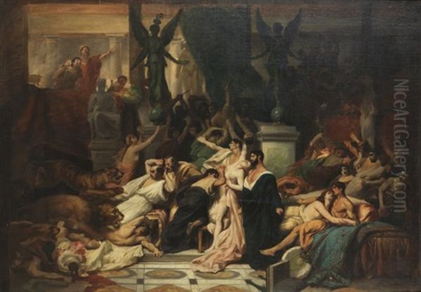 Le Massacre De Sardanapale Oil Painting by Oscar-Pierre Mathieu