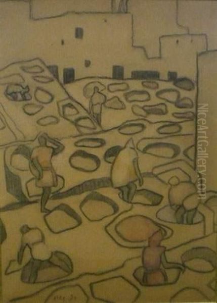 Le Quartier Des Teinturiers Oil Painting by Jean Berque