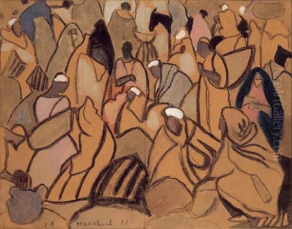 Le Souk De Marrakech Oil Painting by Jean Berque
