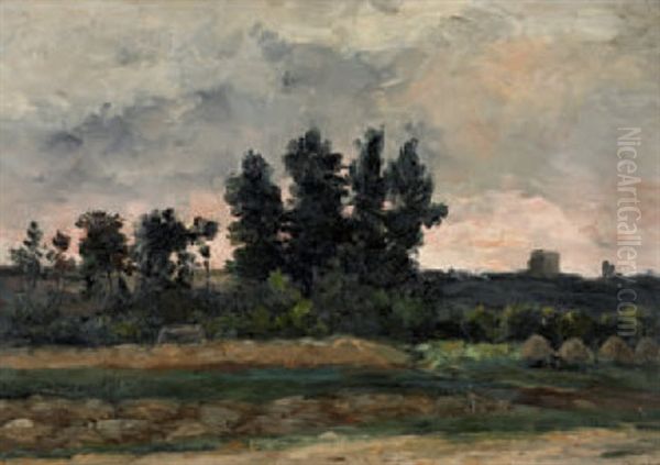 Baumbestandene Bachlandschaft Oil Painting by Louis Remy Matifas