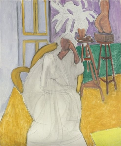 Figure Assise Et Le Torse Grec - La Gandoura Oil Painting by Henri Matisse