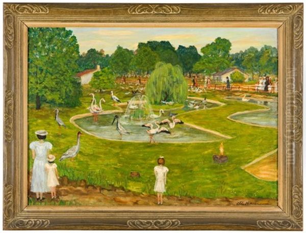 Z Prazske Zoo Oil Painting by Sidonie Matouskova-Kosvancova