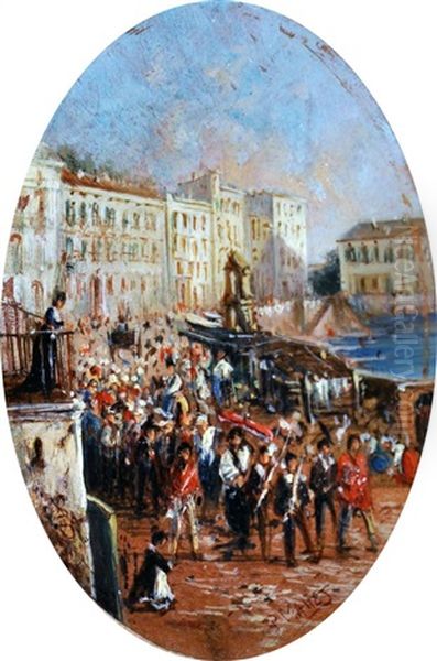 La Rivolta Oil Painting by Pasquale Mattei