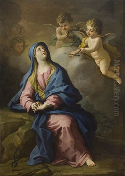 Vergine Addolorata Con I Simboli Della Passione Oil Painting by Paolo de Matteis
