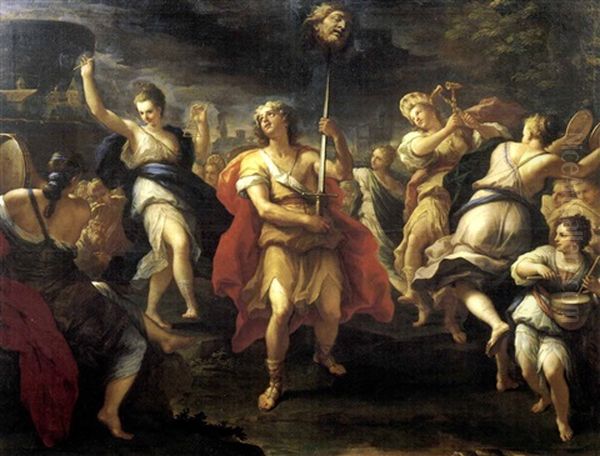 David In Trionfo Festeggiato Dalle Fanciulle Di Israele Oil Painting by Paolo de Matteis