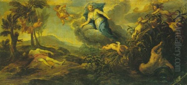 The Death Of Adonis Oil Painting by Paolo de Matteis