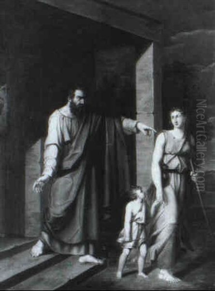 Die Verstossung Hagars (1. Moses 21, 9-21) Oil Painting by Karl Mattenheimer