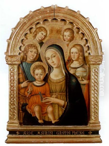 The Madonna And Child With Saint Paul And Saint Mary Magdalene And Angels Oil Painting by Matteo Di Giovanni Di Bartolo
