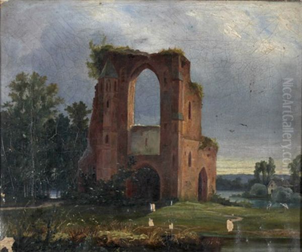 Klosterruine Eldena Bei Greifswald Oil Painting by Julie Matton