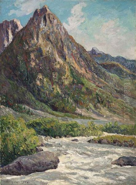 Le Torrent Dans La Vallee De La Romanche En Isere Oil Painting by Maxime Maufra