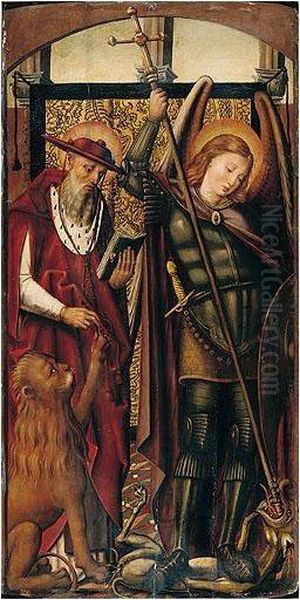 Saint Jerome And Saint George Oil Painting by Pedro Berruguete